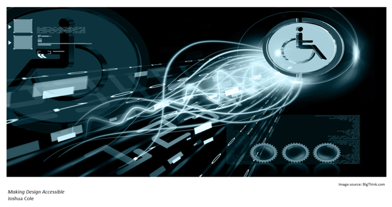 Figure 7: Author Seven - Icon/Poster Image Image of wheelchair being virtually connected to technology. Making design accessible.